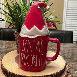 Rae Dunn “Santa’s Favorite” mug with topper